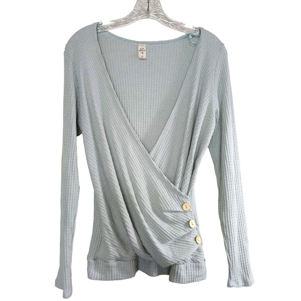 Lazy Sundays Faux Wrap Waffle Thermal 3 Buttons Mint Green S Anthropologie USA
